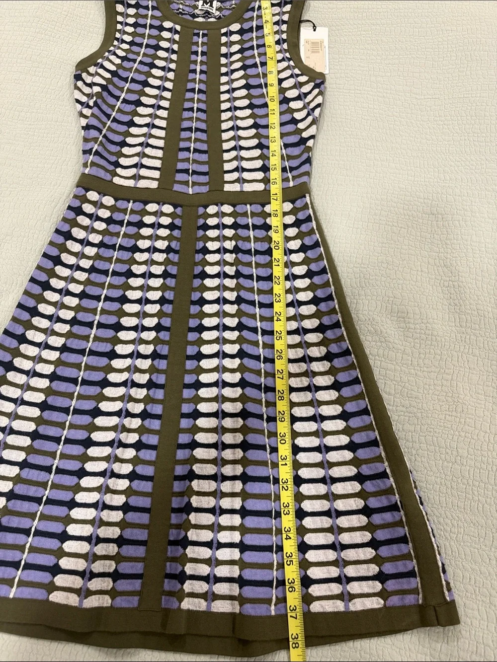 Missoni Sleeveless Patterned Fit-and-Flare Dress in Lavender and Olive